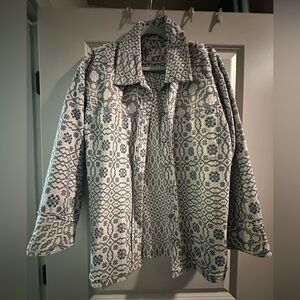 Women's Patterned Jacket - Blue and White